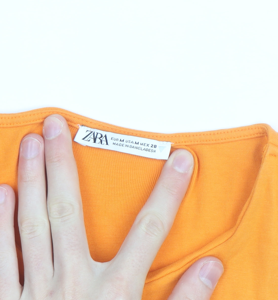 Zara Women Orange Cotton Bodycon Sleeveless Knee Dress Size 12