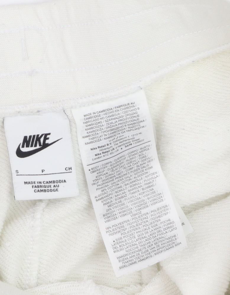 Nike Men's White Sweat Shorts Size S with Drawstring Waist