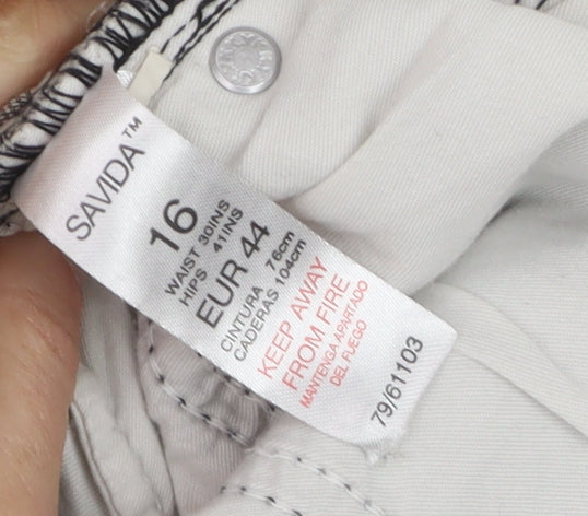 Savida Women’s Grey Stretch Straight Jeans Size 16 Regular