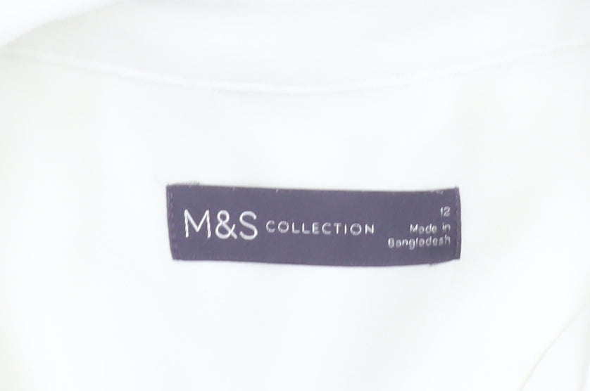 Marks and Spencer Women's Ivory Size 12 Long Sleeve Button-Up Shirt