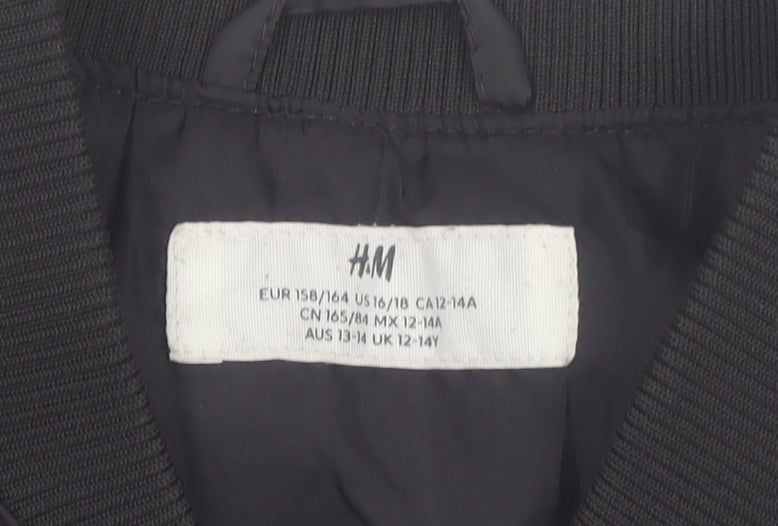 H&M Boys Black Quilted Bodywarmer Padded Waistcoat 12-14 Years