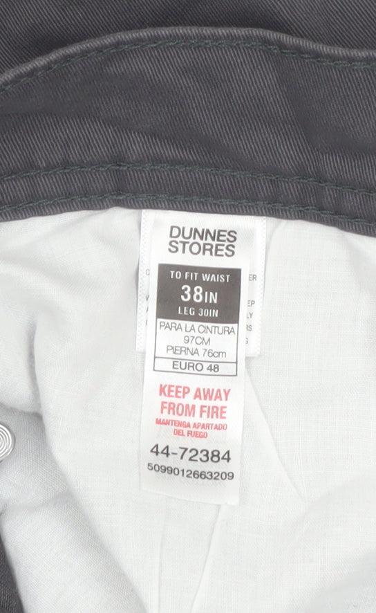 Dunnes Stores Men's Charcoal Chino Trousers Size 38W 30L Cotton Blend