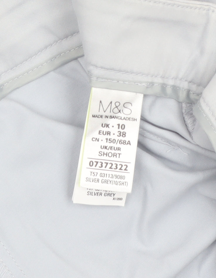 Marks and Spencer Women’s Grey Stretch Cotton Straight Trousers UK 10 Short
