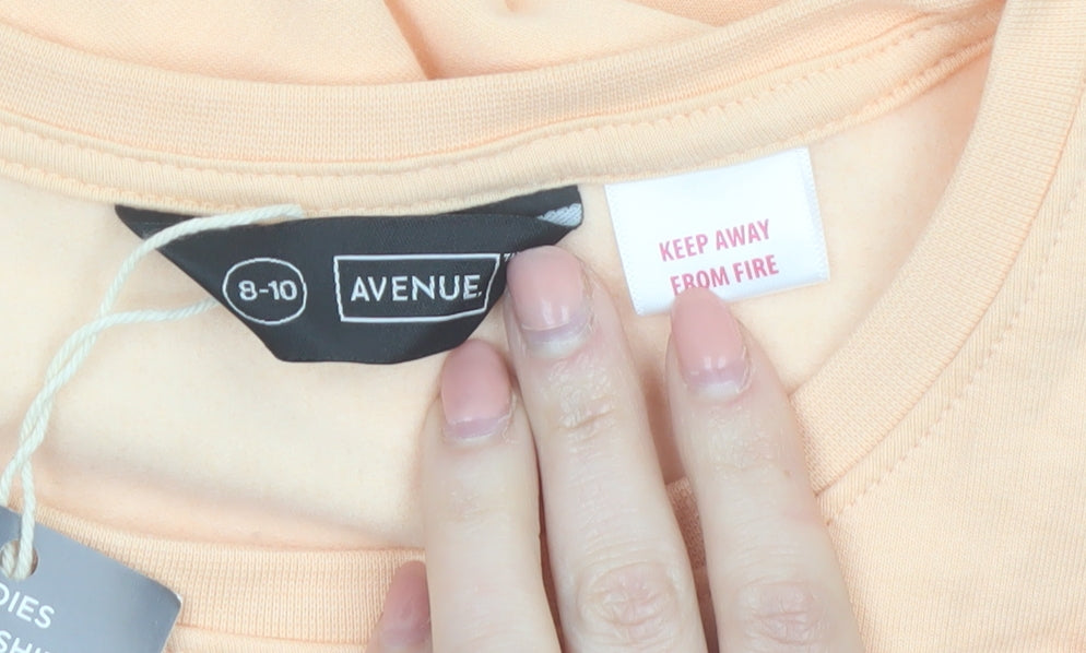 Avenue Women Peach Pullover Sweatshirt Size 8-10 Cotton Blend Casual
