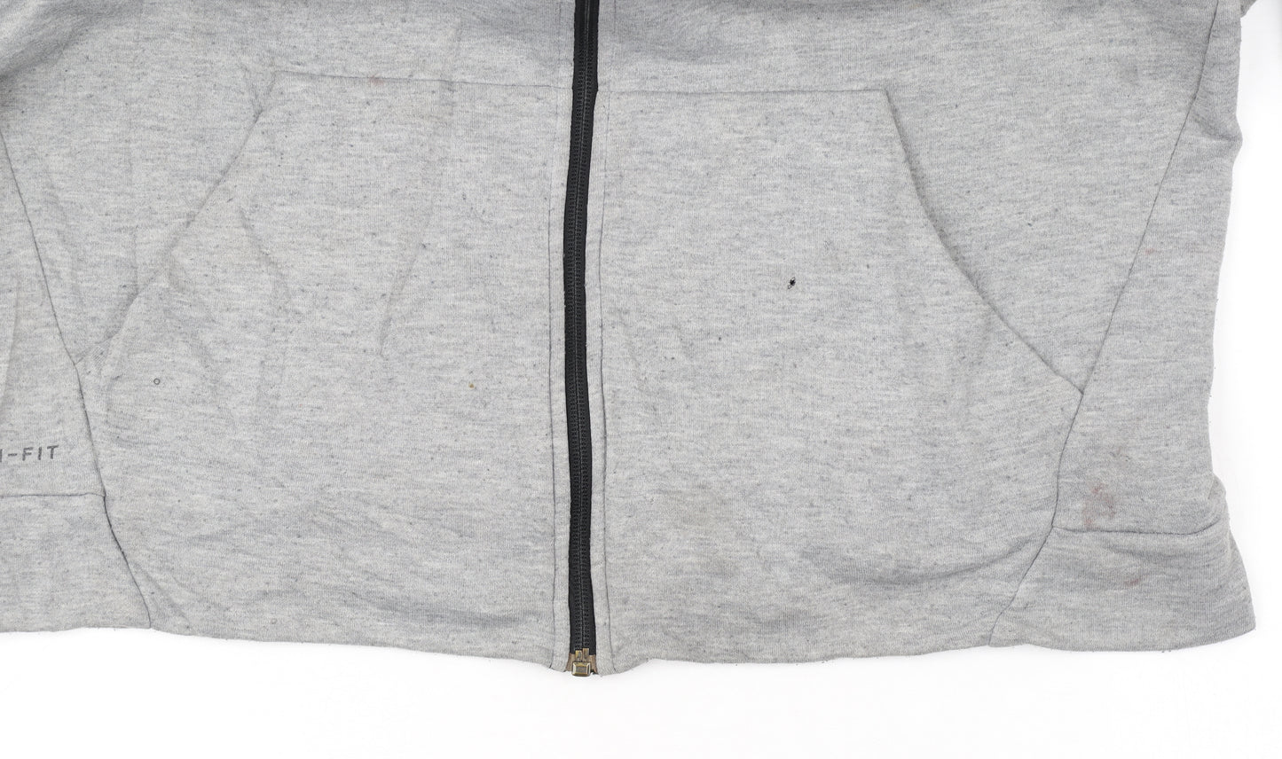 Nike Men's Grey Dri-Fit Full Zip Hoodie Size L Sportswear