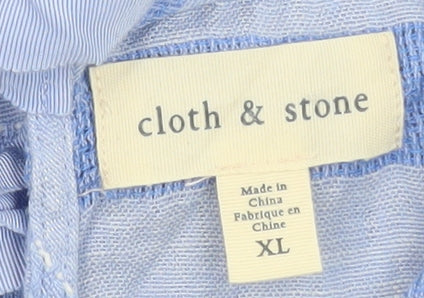 Cloth & Stone Women's Blue Striped Tunic Blouse XL Cotton