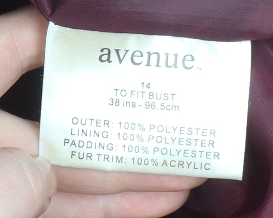 Avenue Women's Red Faux Fur Hooded Puffer Jacket Size 14