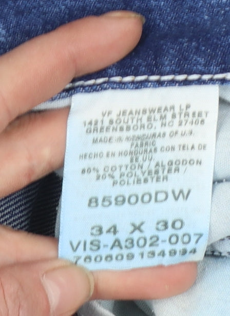 Wrangler Men's Blue 34x30 Straight Leg Denim Jeans