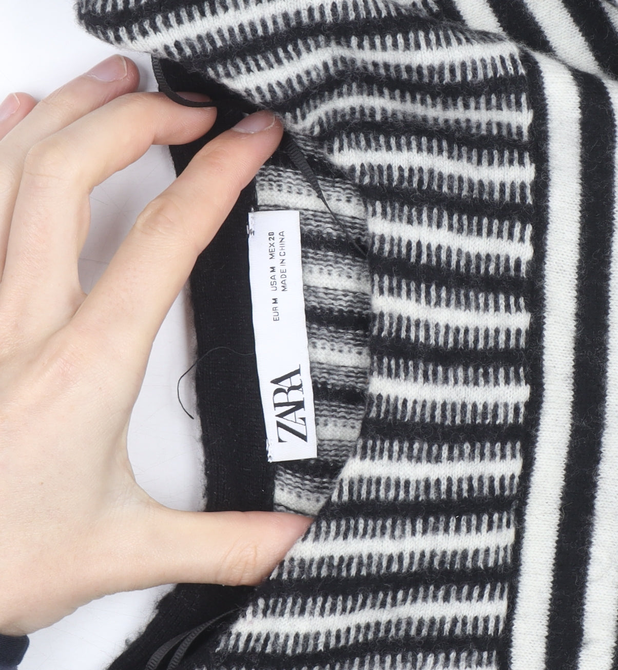 Zara Women Black Striped Wool Knit Shift Dress Size M
