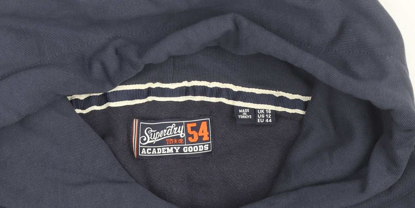 Superdry Men's Blue Pullover Hoodie XL Regular Fit Logo Sweatshirt
