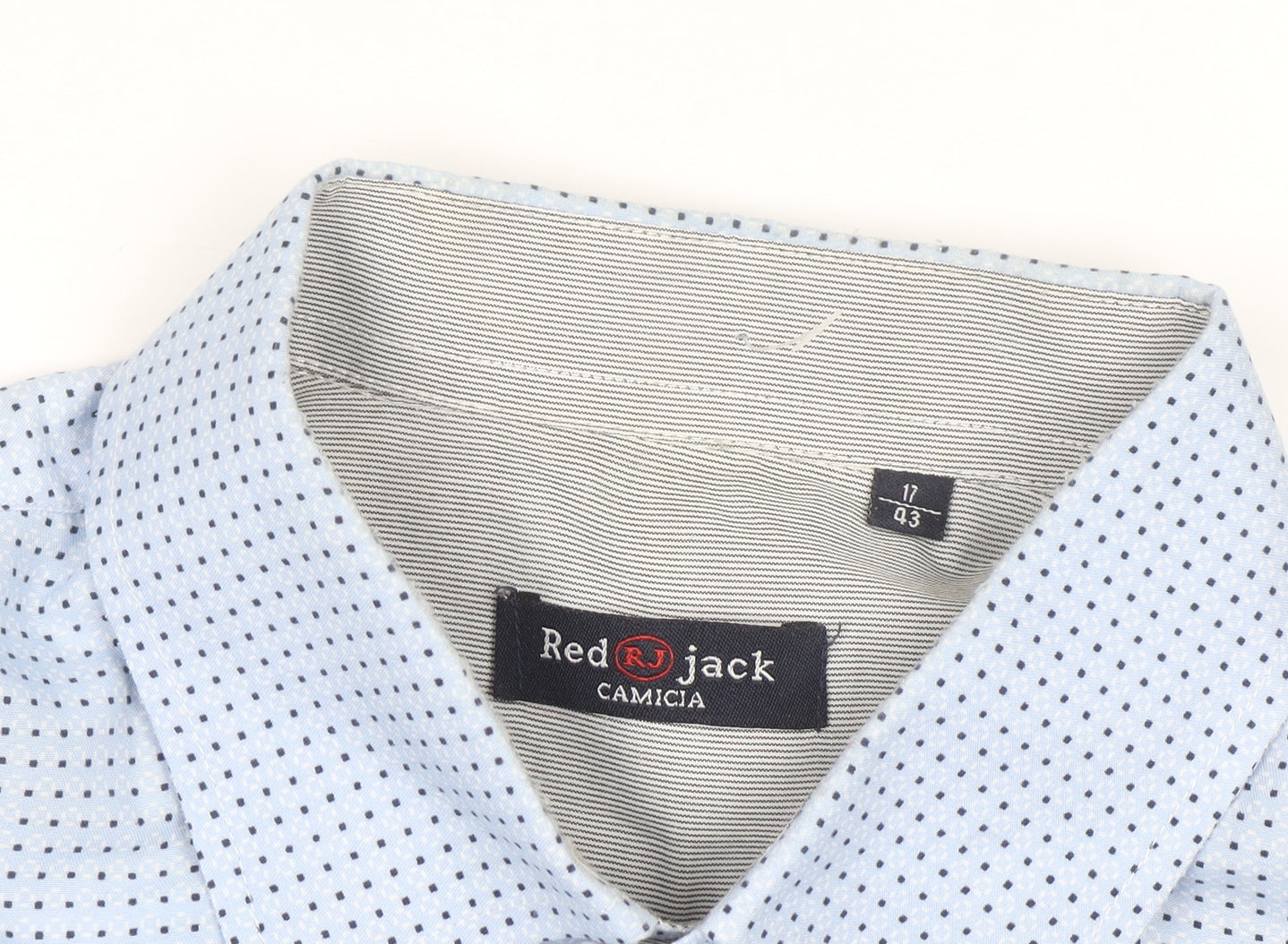 Red Jack Men's Blue Polka Dot Long Sleeve Button-Up Shirt 17 43in