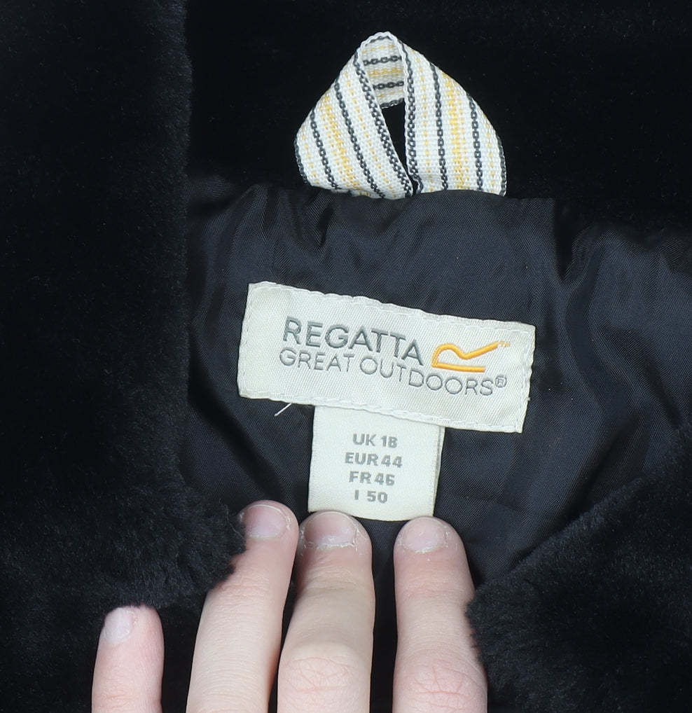 Regatta Women's Black Size 18 Puffer Jacket Warm Lined Mid Length