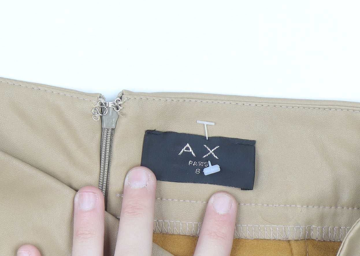 AX Paris Women’s Beige Faux Leather Pencil Skirt Size 8