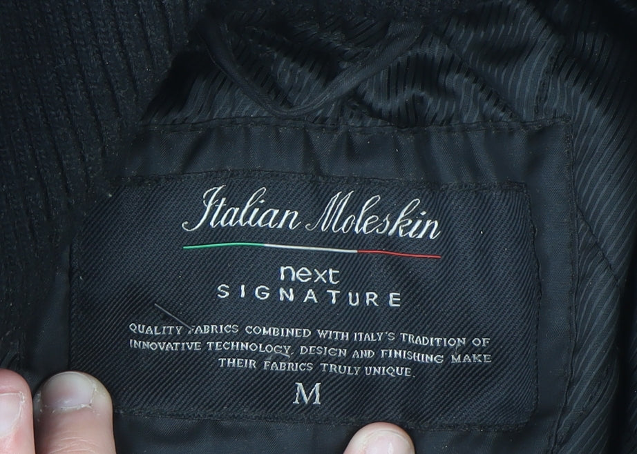 Next Men's Black Italian Moleskin Military Jacket Size M Cotton Blend