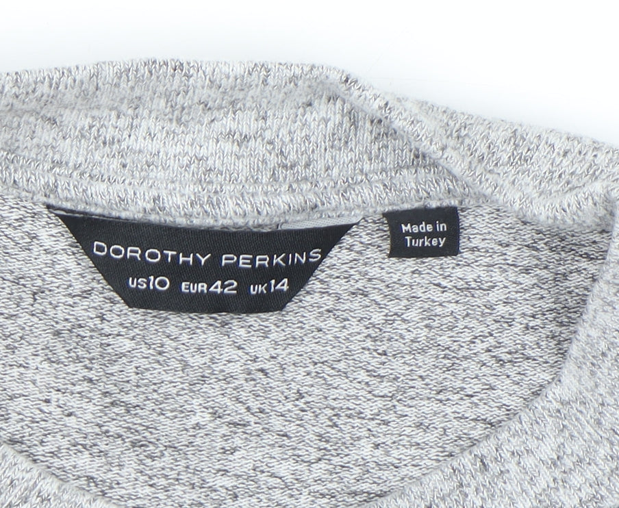Dorothy Perkins Women Grey Knit Skater Dress Size 14 Long Sleeve