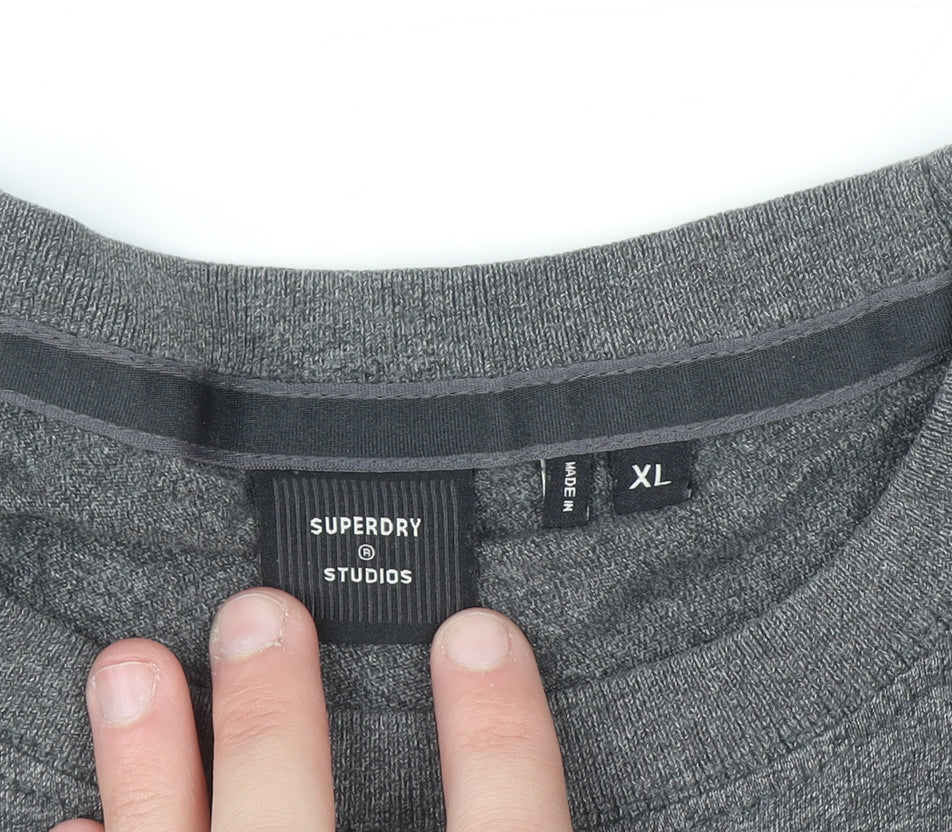Superdry Studios Men's Grey XL Crew Neck Cotton T-Shirt
