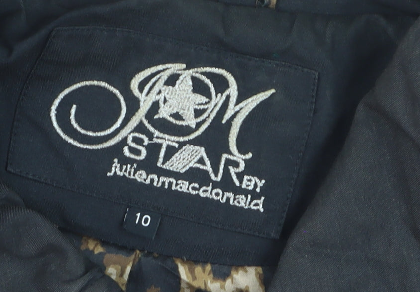 Star by Julien Macdonald Women's Black Hooded Parka Jacket Size 10