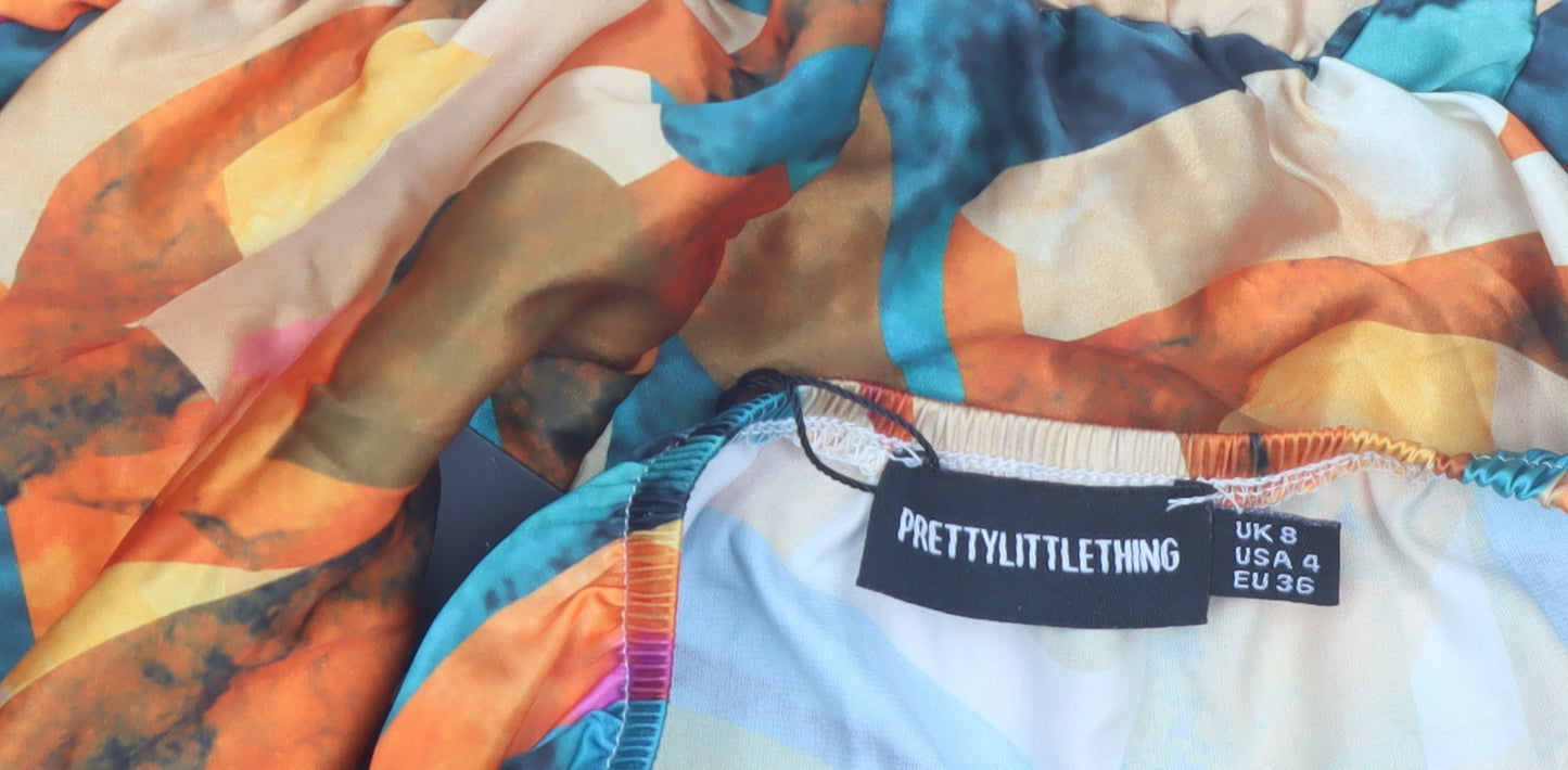 PrettyLittleThing Women’s Multicoloured Halter Slip Dress Size 8