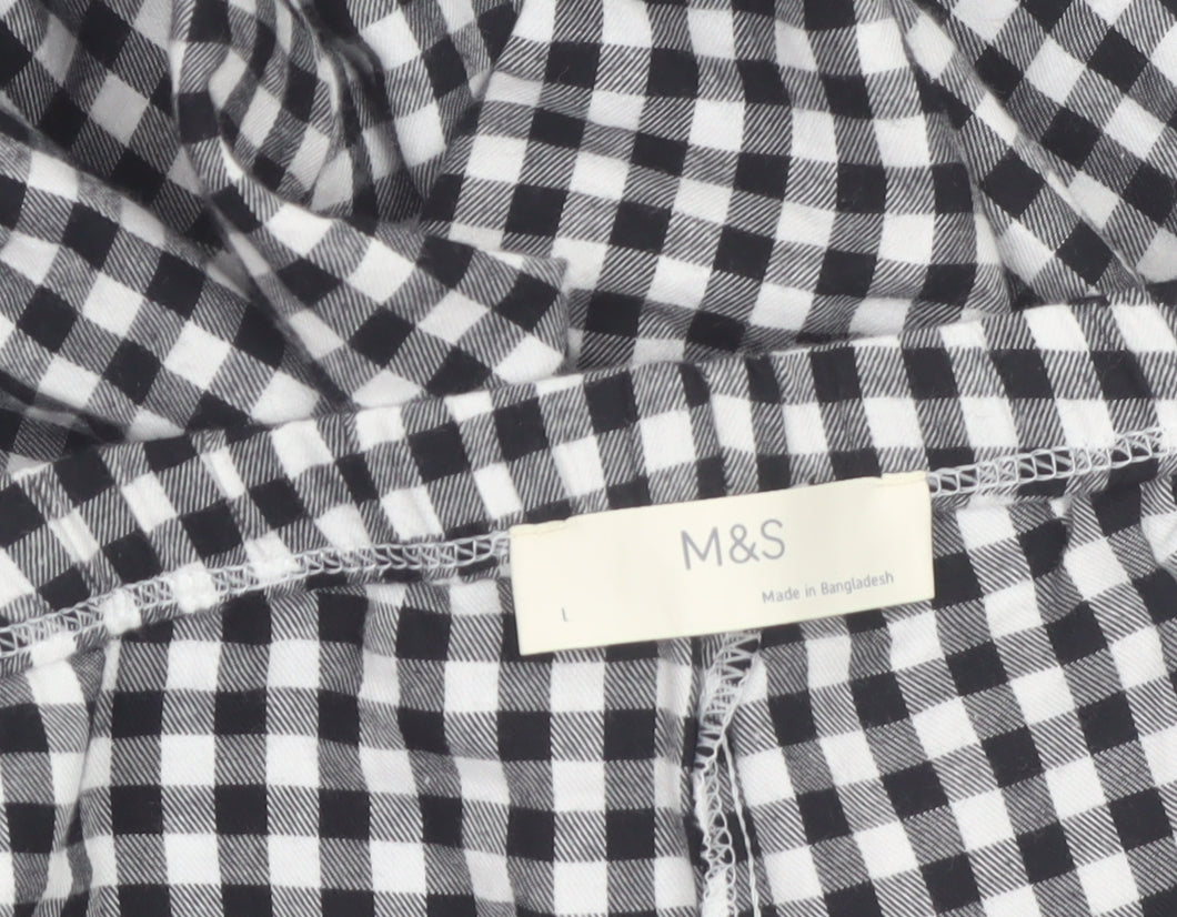 Marks and Spencer Women Black Check Cotton Pyjama Pants L