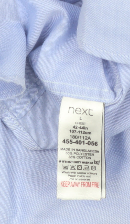 Next Men's Blue Short Sleeve Button-Down Shirt L Regular Fit