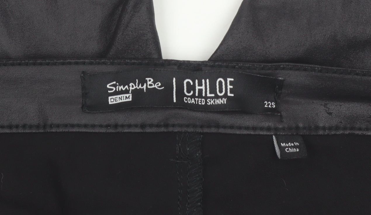 Simply Be Women's Black Coated Skinny Jegging Size 22 Plus