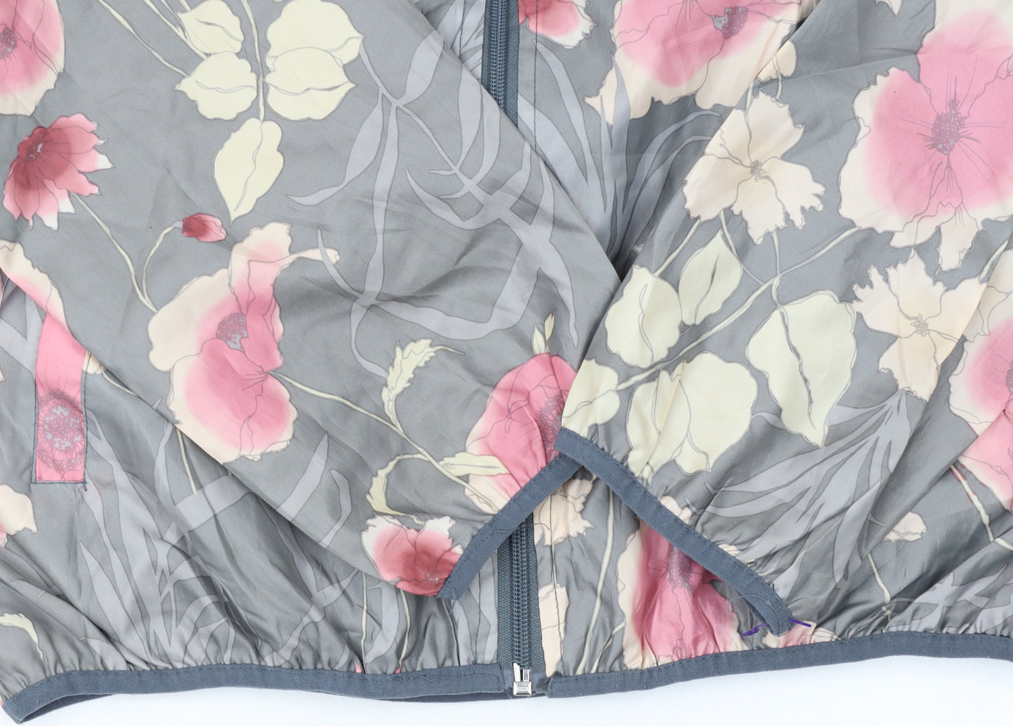 Miss London Womens Grey Floral Hooded Rain Jacket XL