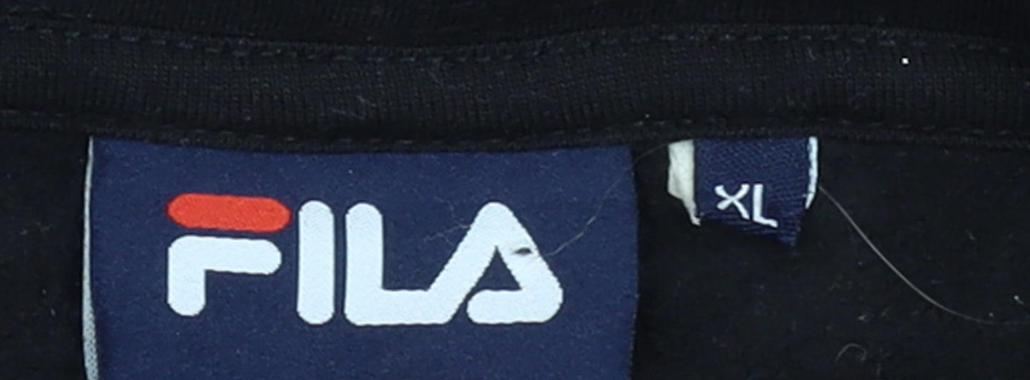FILA Womens Black XL Pullover Hoodie with Logo Detail