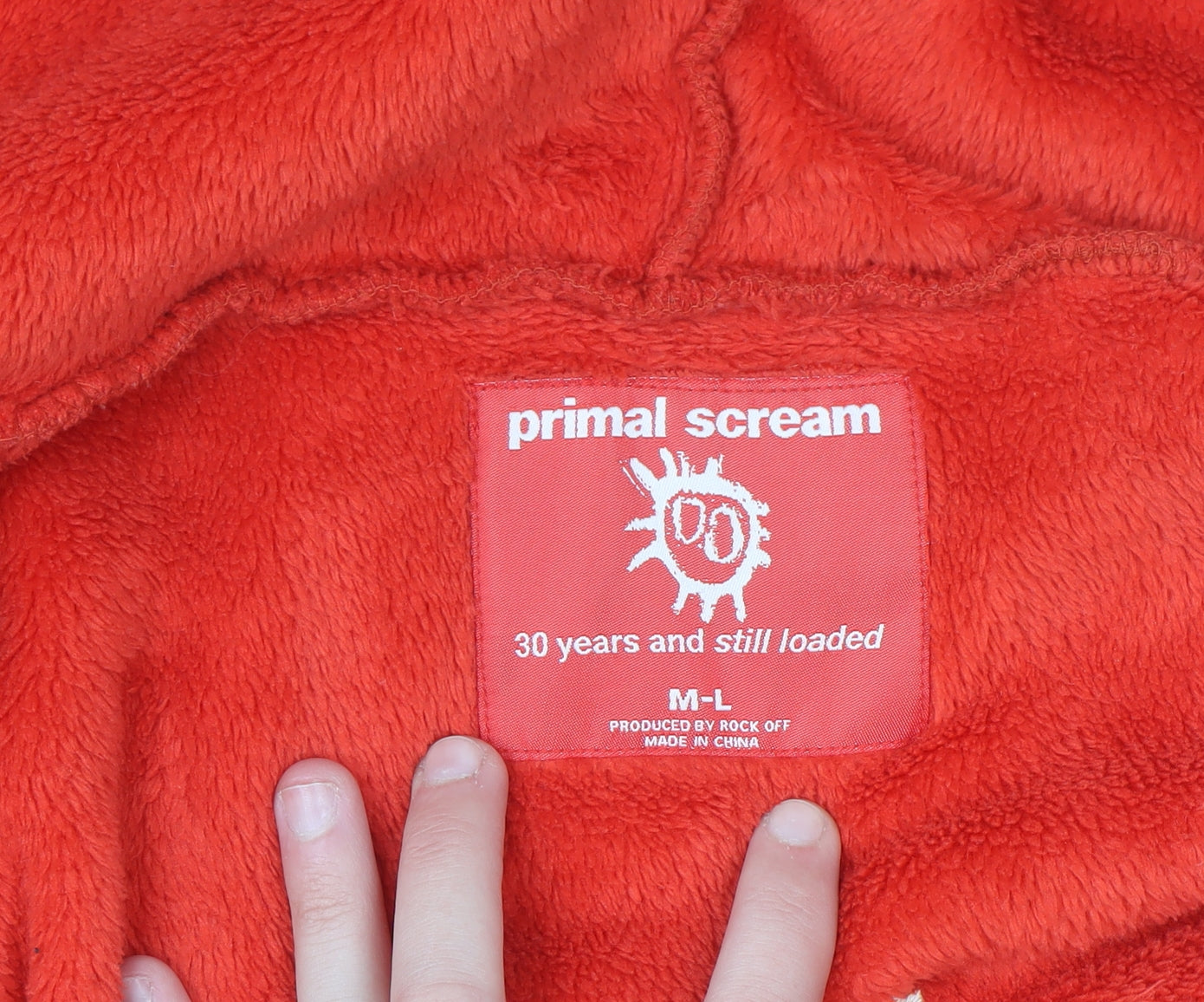 Primal Scream Red Hooded Robe M-L Fleece Men's Nightwear