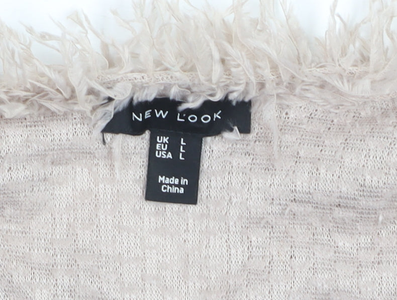 New Look Women Beige Faux Fur Open Short Jacket L