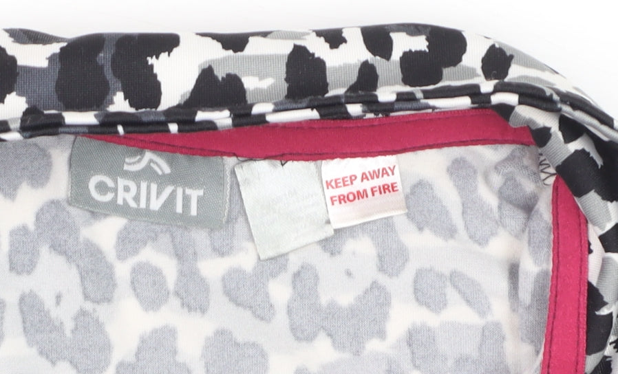 Crivit Women’s Grey Animal Print 1/4 Zip Pullover Sweatshirt Size 12