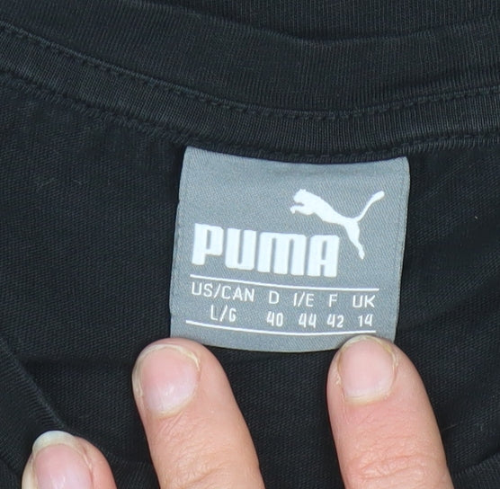 Puma Women’s Black Cotton Crew Neck Short Sleeve T-Shirt Size 14