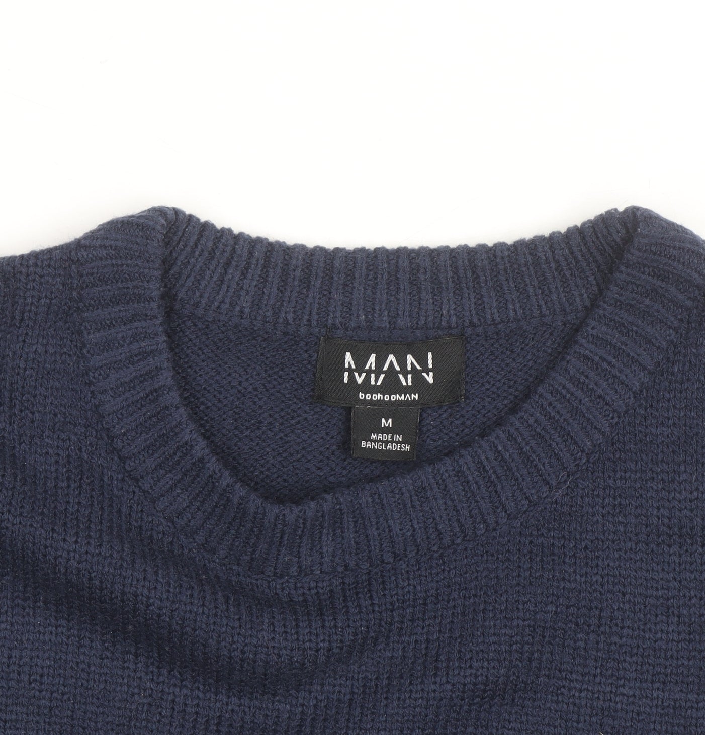 boohooMAN Men's Blue Reindeer Fair Isle Christmas Jumper Size M