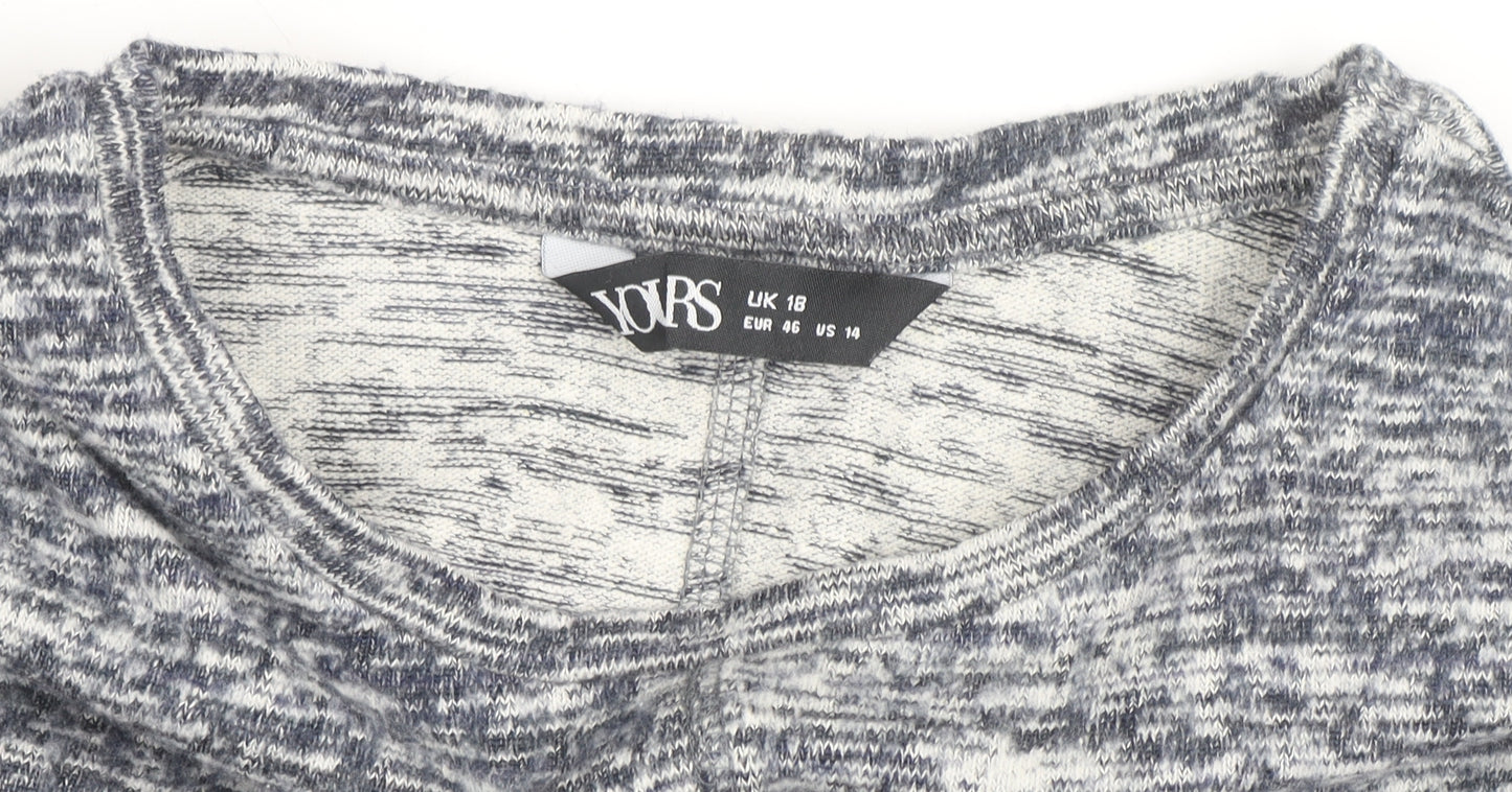Yours Women Grey Size 18 Crew Neck Knit Cardigan