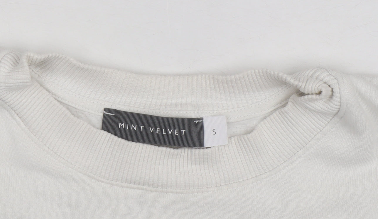 Mint Velvet Women White Crew Neck Pullover Sweatshirt Size S