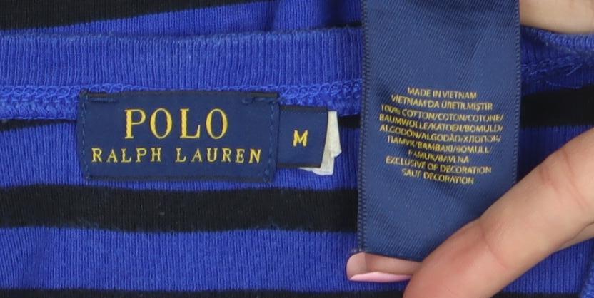 Polo Ralph Lauren Women Blue Black Striped Long Sleeve T-Shirt M