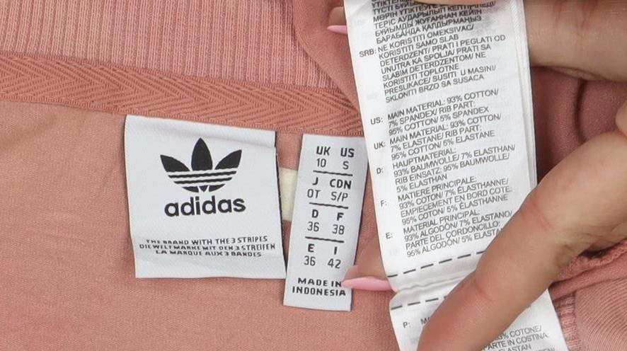 Adidas Women’s Pink Long Sleeve Crew Neck Cotton T-Shirt S