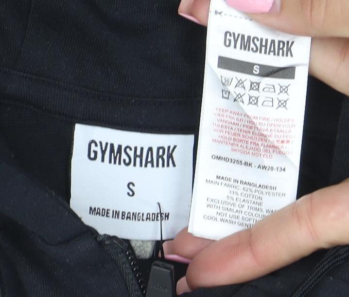 Gymshark Men's Black Full Zip Slim Fit Hoodie Size S