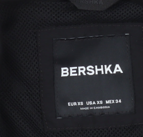 Bershka Men's Black Green White Bomber Jacket XS Retro 90s Style