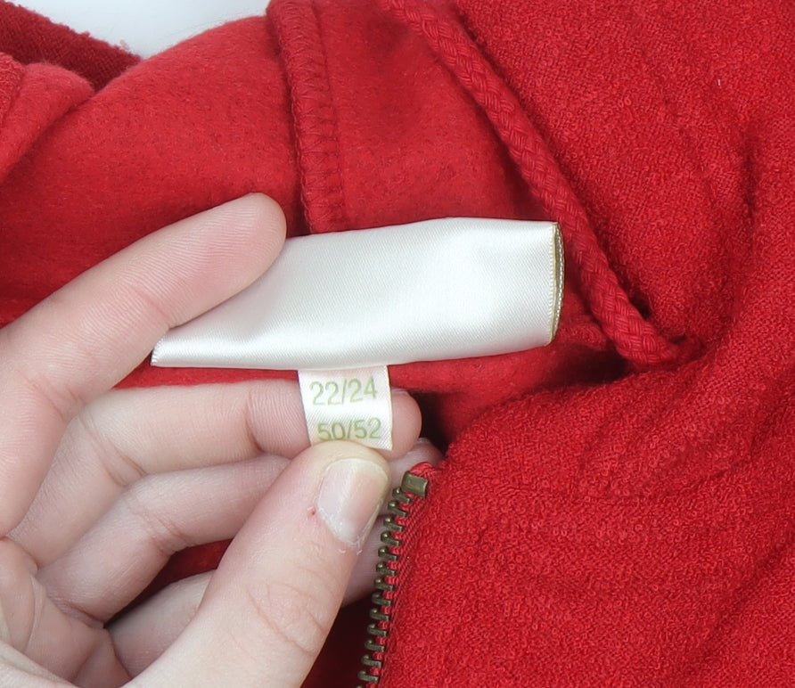 Ann Harvey Women's Red Hooded Full Zip Fleece Jacket Size 22/24
