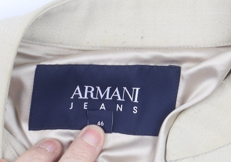 Armani Jeans Women’s Beige Short Twill Zip Jacket Size 16