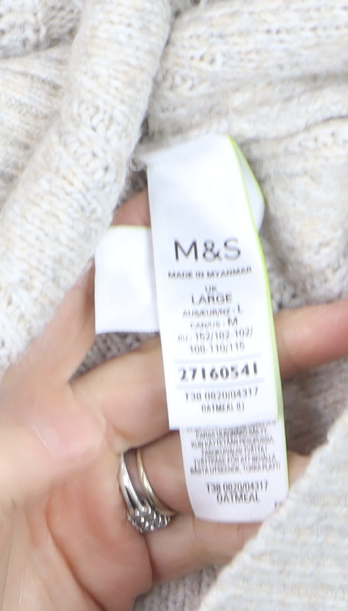 Marks and Spencer Womens Beige Knit V-Neck Cardigan Size L