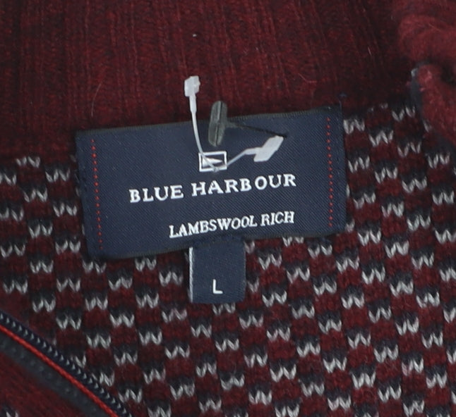 Marks and Spencer Blue Harbour Women's Red 1/2 Zip Wool Jumper L