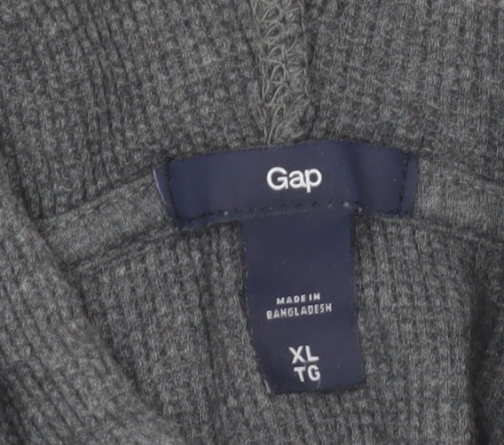Gap Men's Grey Full Zip Hoodie XL Cotton Knit Casual