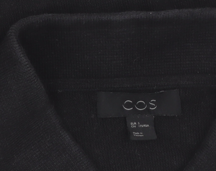 COS Men's Black Cotton Short Sleeve Polo Shirt Size S