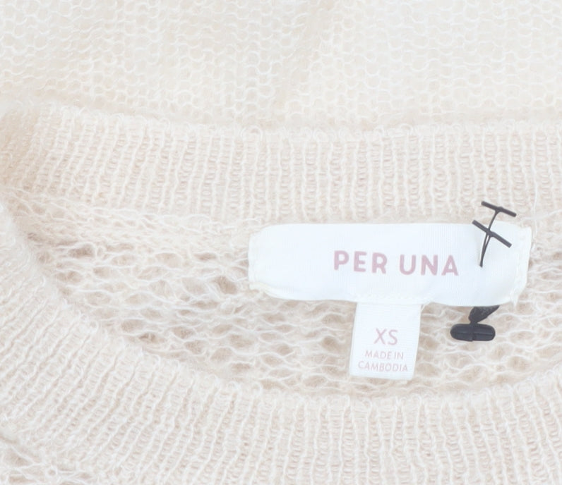 Marks and Spencer Per Una Women’s Beige Ruffle Knit Jumper XS