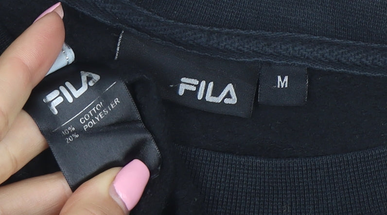 FILA Womens Black Medium Pullover Sweatshirt Cotton Blend Crew Neck