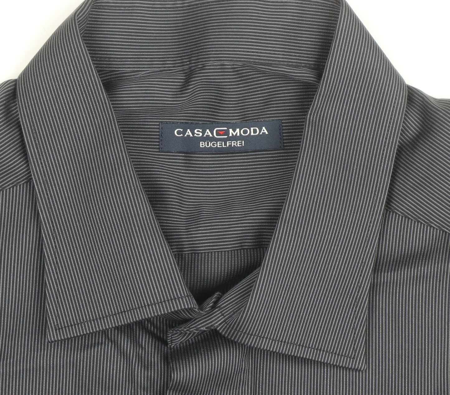 Casa Moda Men's Grey Striped Long Sleeve Non-Iron Cotton Shirt Size 47