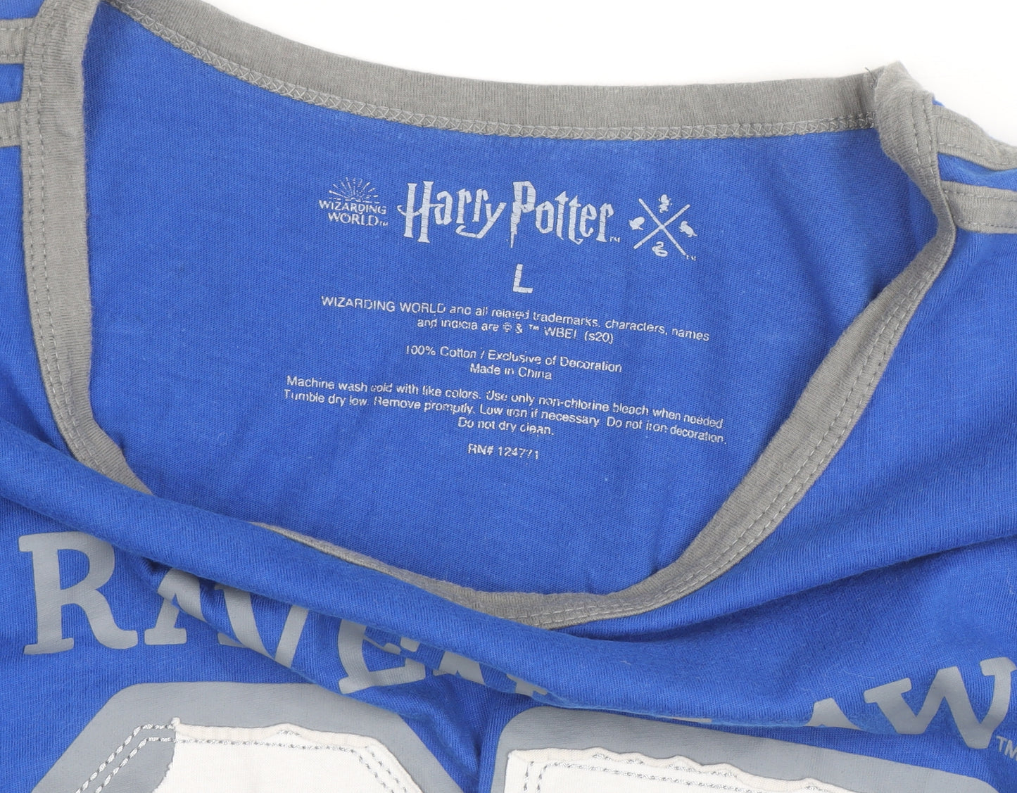 Harry Potter Women’s Blue Ravenclaw Ringer T-Shirt Size L