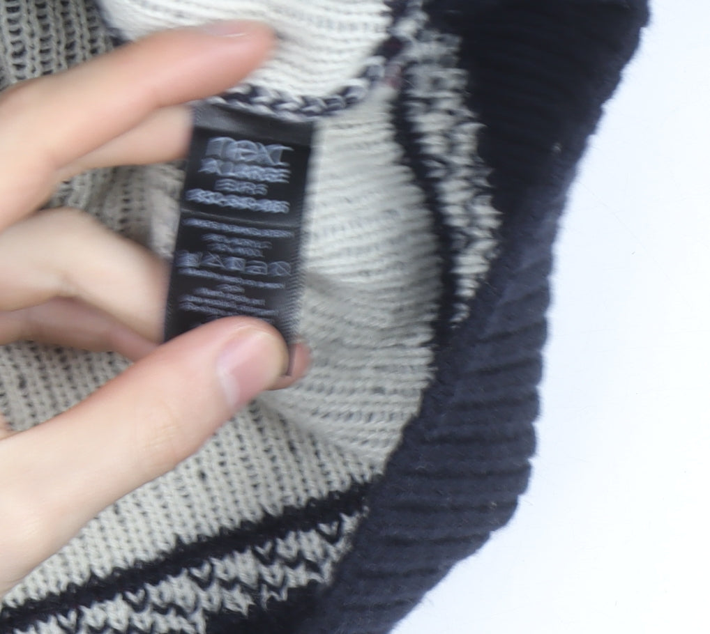 Next Men's Blue Fair Isle Reindeer Shawl Collar Jumper Size M