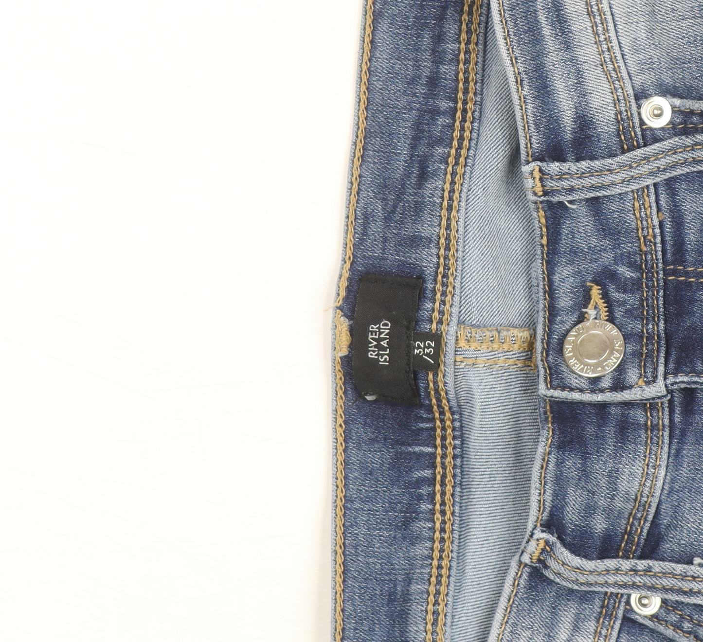 River Island Women's Blue Skinny Distressed Jeans Size 16 Regular